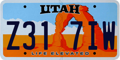 UT license plate Z317IW
