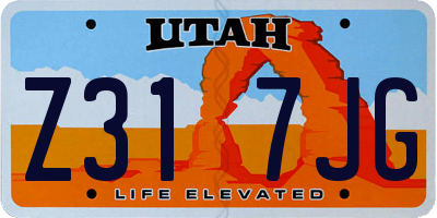 UT license plate Z317JG