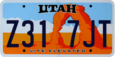 UT license plate Z317JT