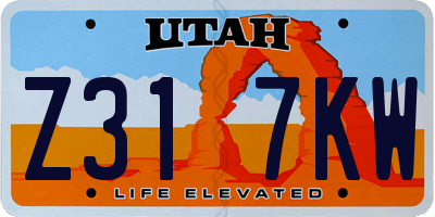 UT license plate Z317KW