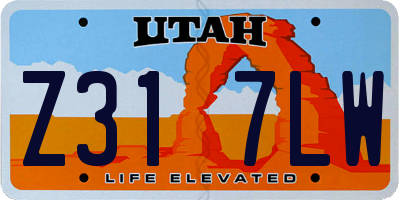 UT license plate Z317LW