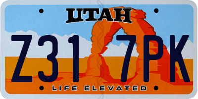UT license plate Z317PK
