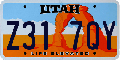 UT license plate Z317QY