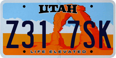 UT license plate Z317SK
