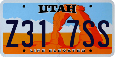 UT license plate Z317SS