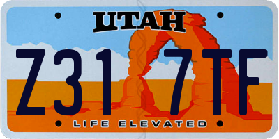 UT license plate Z317TF