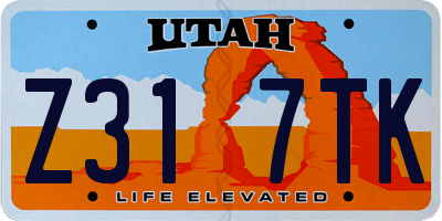UT license plate Z317TK
