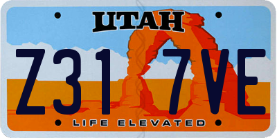 UT license plate Z317VE