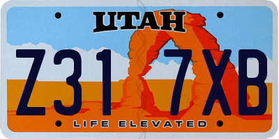 UT license plate Z317XB