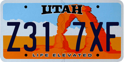 UT license plate Z317XF