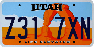 UT license plate Z317XN