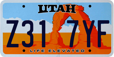 UT license plate Z317YF
