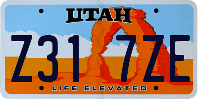UT license plate Z317ZE