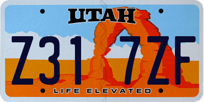 UT license plate Z317ZF