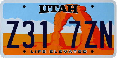 UT license plate Z317ZN