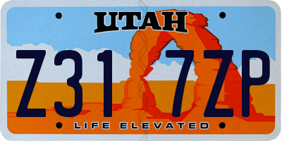 UT license plate Z317ZP