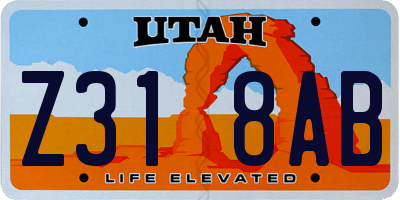 UT license plate Z318AB