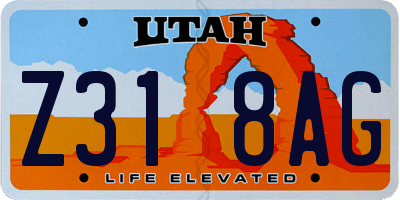 UT license plate Z318AG