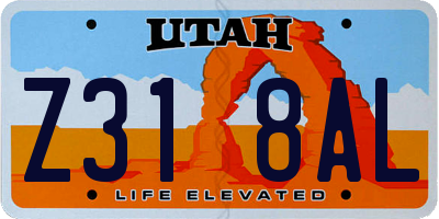 UT license plate Z318AL