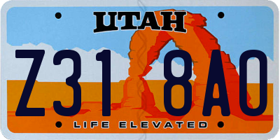 UT license plate Z318AO