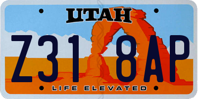 UT license plate Z318AP