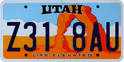 UT license plate Z318AU