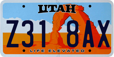 UT license plate Z318AX