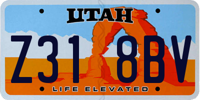 UT license plate Z318BV