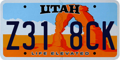 UT license plate Z318CK