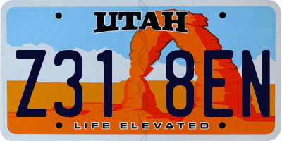 UT license plate Z318EN