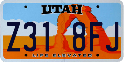 UT license plate Z318FJ
