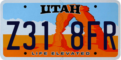 UT license plate Z318FR