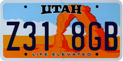 UT license plate Z318GB
