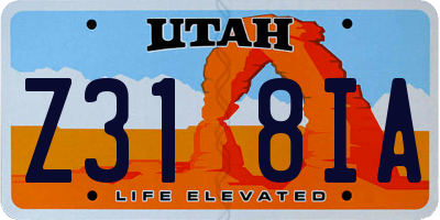 UT license plate Z318IA