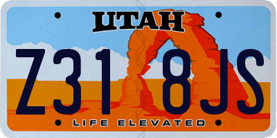 UT license plate Z318JS