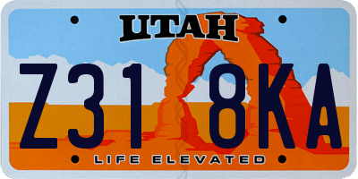 UT license plate Z318KA