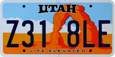 UT license plate Z318LE
