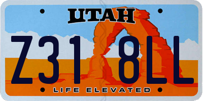 UT license plate Z318LL