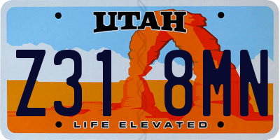 UT license plate Z318MN