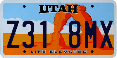 UT license plate Z318MX