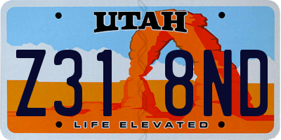UT license plate Z318ND