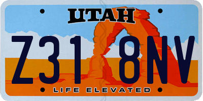 UT license plate Z318NV