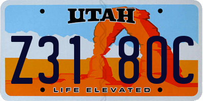 UT license plate Z318OC