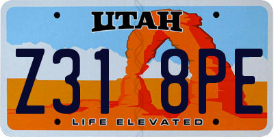 UT license plate Z318PE