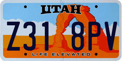 UT license plate Z318PV
