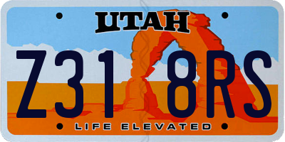 UT license plate Z318RS