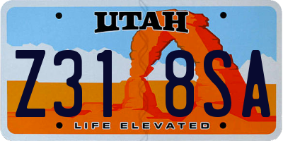 UT license plate Z318SA