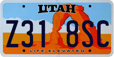 UT license plate Z318SC