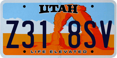 UT license plate Z318SV