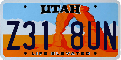 UT license plate Z318UN
